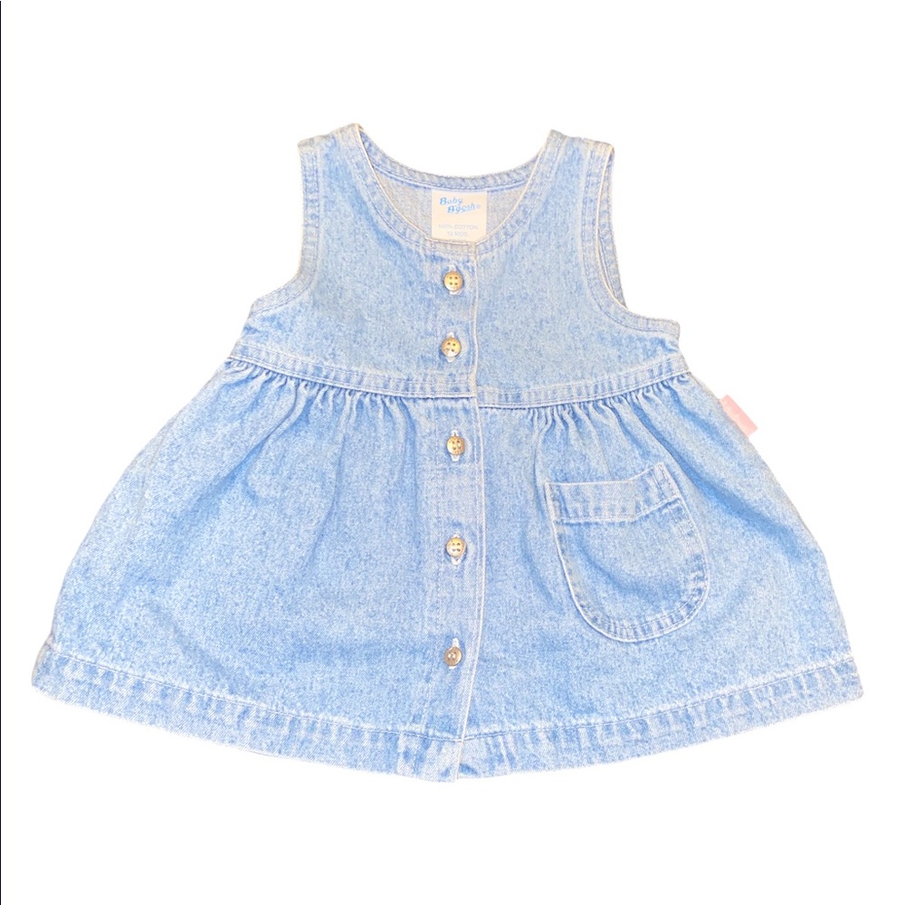 Vintage Oshkosh Denim Button Dress Light Blue 12 M